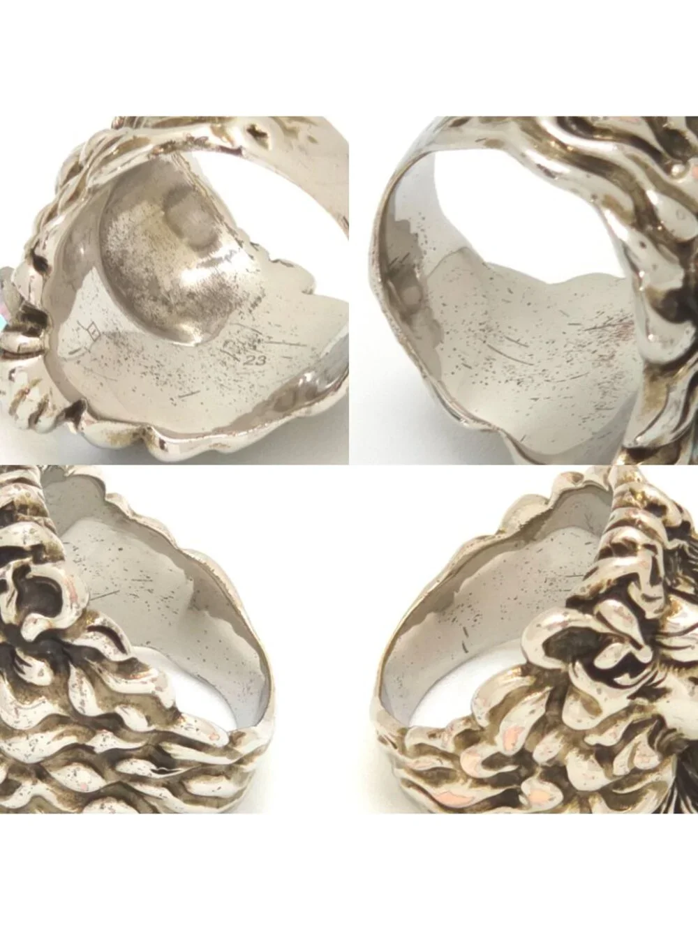 Gucci Crystal Lion Head Ring Aurora Color Silver